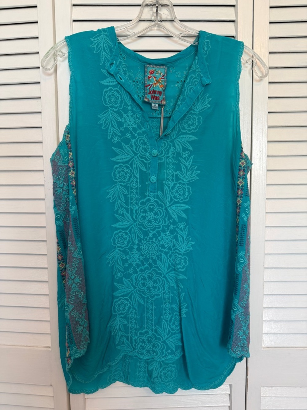 NWT Johnny Was Teal Rosilyn Cleo tank